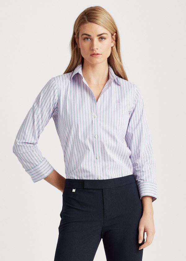 Ralph Lauren Easy Care Striped Cotton Skjorter Dame Danmark (DQAGO1852)